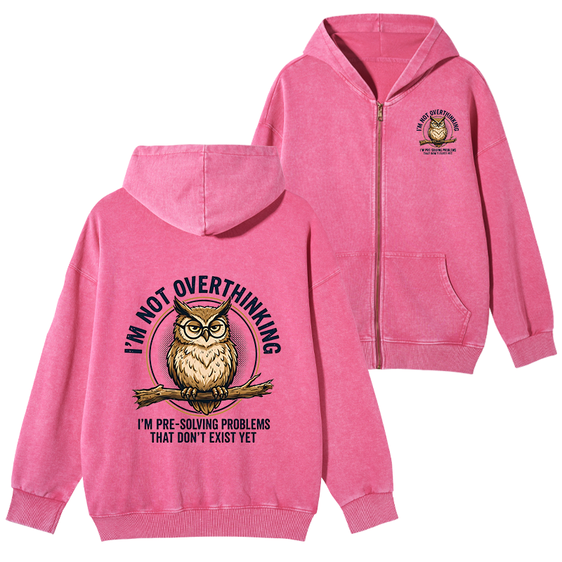 Tokyo-Tiger Overthink Master Owl Washed Zip Hoodie