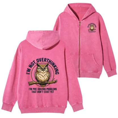 Tokyo-Tiger Overthink Master Owl Washed Zip Hoodie