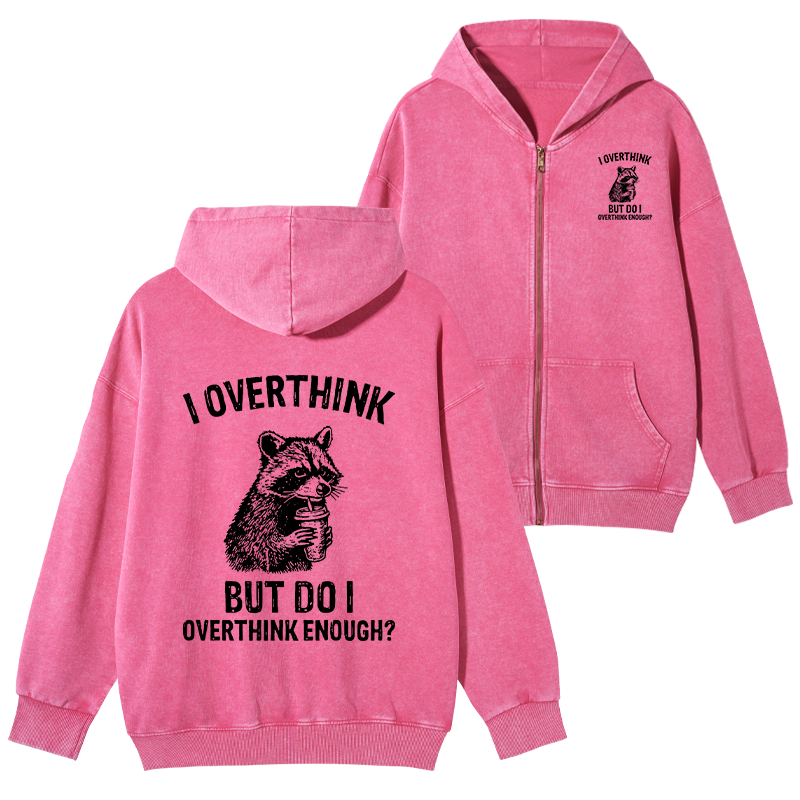 Tokyo-Tiger Constant Overthinking Washed Zip Hoodie