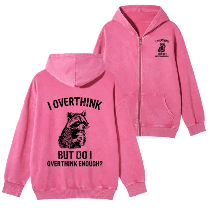 Tokyo-Tiger Constant Overthinking Washed Zip Hoodie