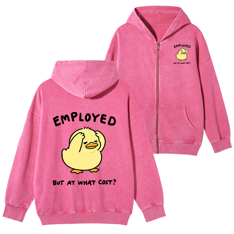 Tokyo-Tiger Funny Work Duck Washed Zip Hoodie