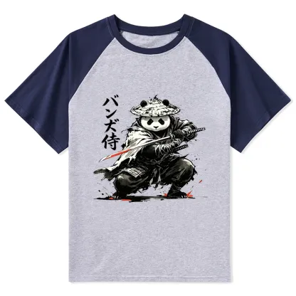Tokyo-Tiger Panda Samurai Warrior Raglan T-shirt