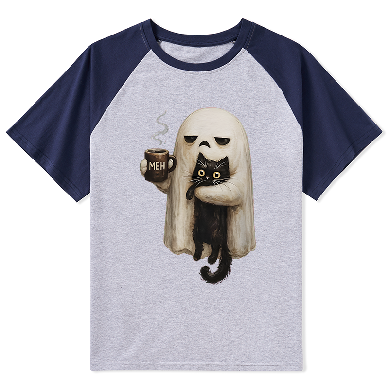 Tokyo-Tiger Ghost Cat Coffee Mood Raglan T-shirt