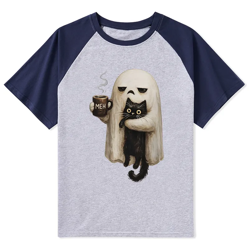 Tokyo-Tiger Ghost Cat Coffee Mood Raglan T-shirt