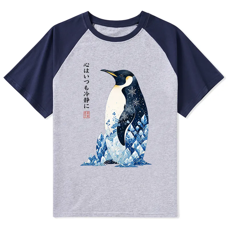Tokyo-Tiger Keep Calm Penguin Raglan T-shirt