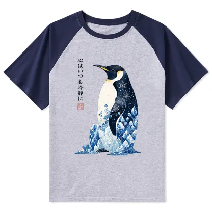 Tokyo-Tiger Keep Calm Penguin Raglan T-shirt