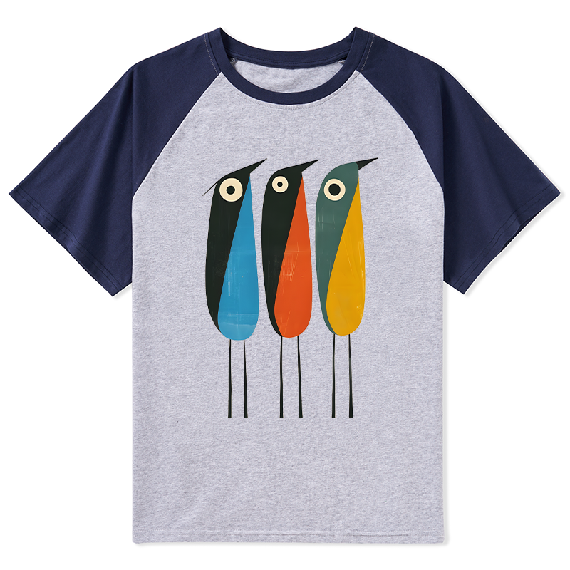 Tokyo-Tiger Bold Shape Birds Raglan T-shirt