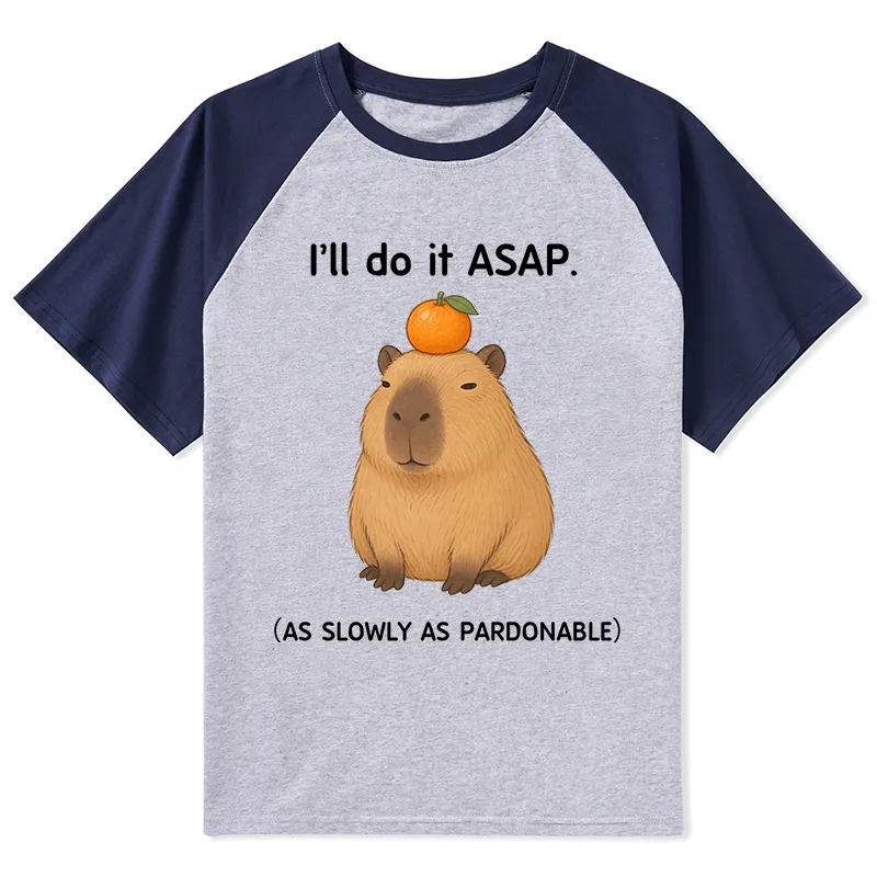 Tokyo-Tiger Slow Task Capybara Meme Raglan T-shirt