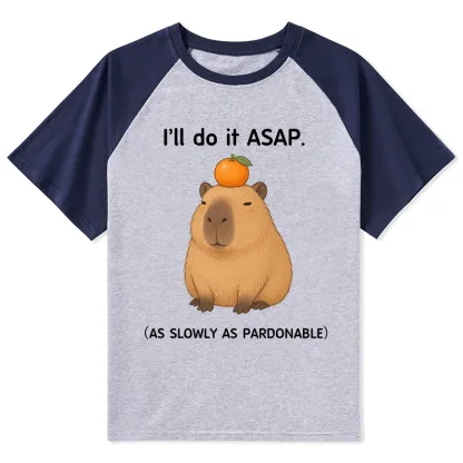 Tokyo-Tiger Slow Task Capybara Meme Raglan T-shirt
