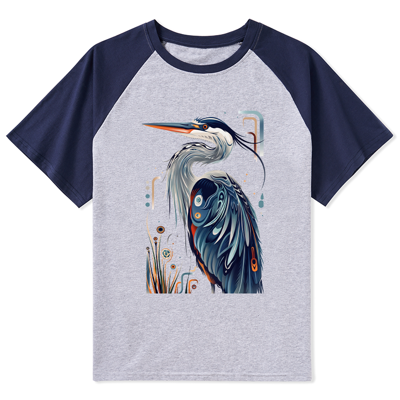 Tokyo-Tiger Stylish Blue Heron Raglan T-shirt