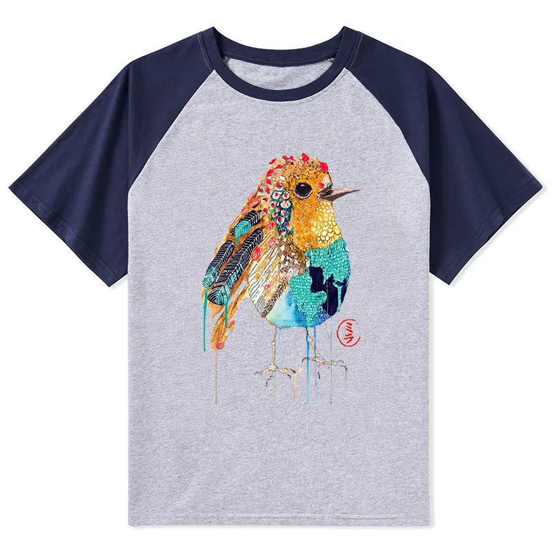 Tokyo-Tiger Sparkly Wild Bird Raglan T-shirt