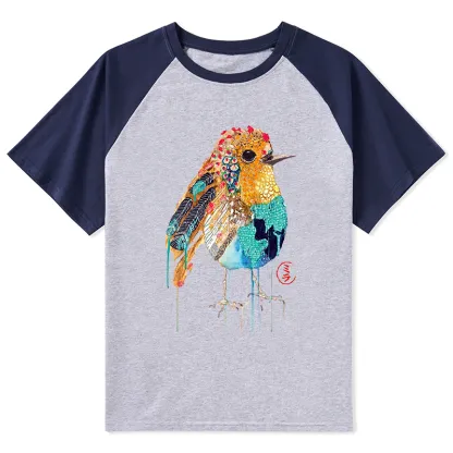 Tokyo-Tiger Sparkly Wild Bird Raglan T-shirt