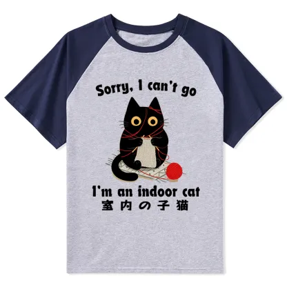 Tokyo-Tiger Indoor Cat Meme Raglan T-shirt