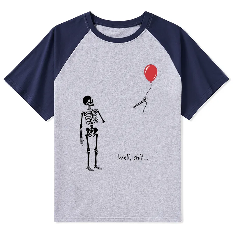 Tokyo-Tiger Skeleton Balloon Meme Raglan T-shirt