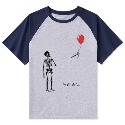 Tokyo-Tiger Skeleton Balloon Meme Raglan T-shirt