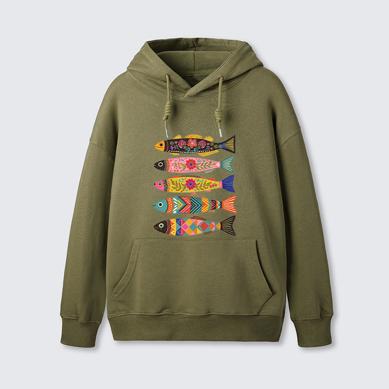Tokyo-Tiger Colorful Patterned Fish Classic Hoodie