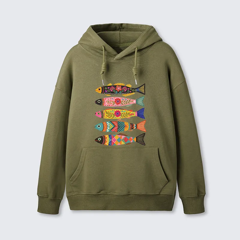 Tokyo-Tiger Colorful Patterned Fish Classic Hoodie