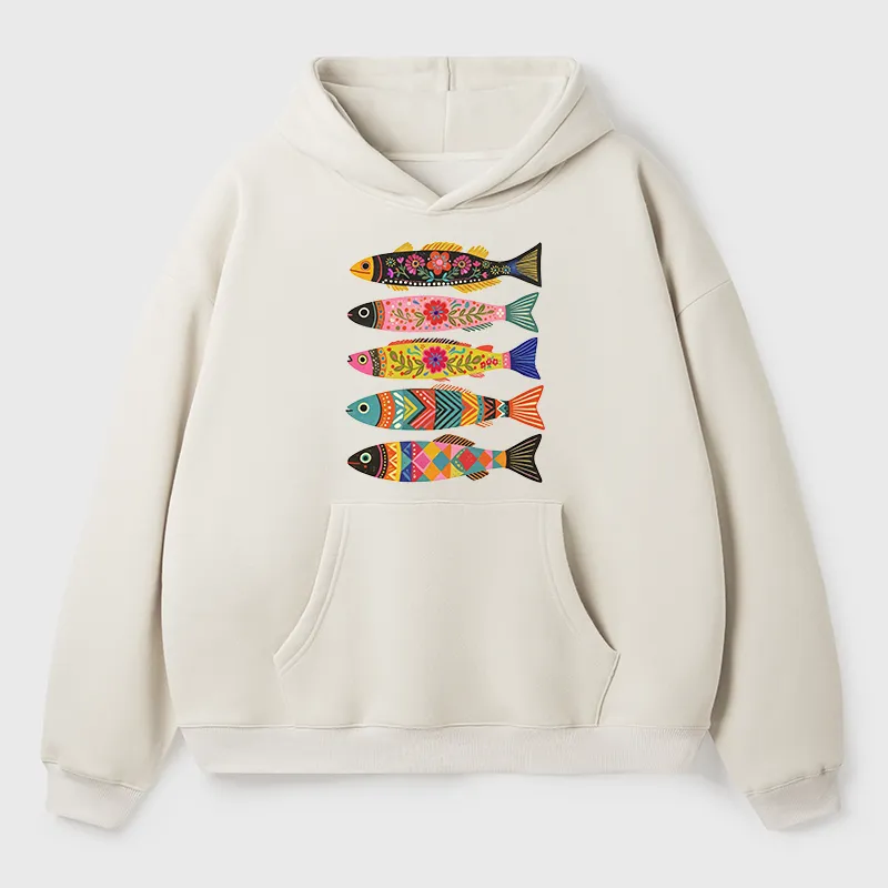 Tokyo-Tiger Colorful Patterned Fish Adult Fleece Hoodie Sale