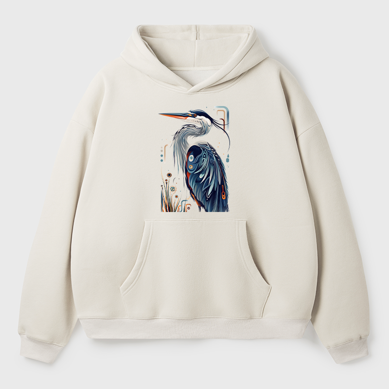 Tokyo-Tiger Stylish Blue Heron Adult Fleece Hoodie