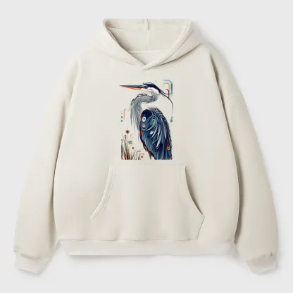 Tokyo-Tiger Stylish Blue Heron Adult Fleece Hoodie