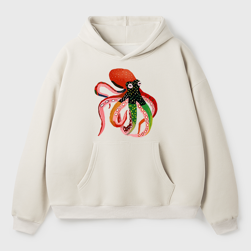 Tokyo-Tiger Colorful Octopus Art Adult Fleece Hoodie