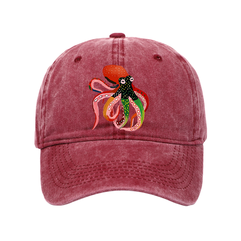 Tokyo-Tiger Colorful Octopus Art Washed Cap