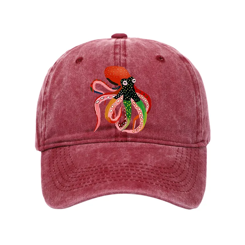 Tokyo-Tiger Colorful Octopus Art Washed Cap
