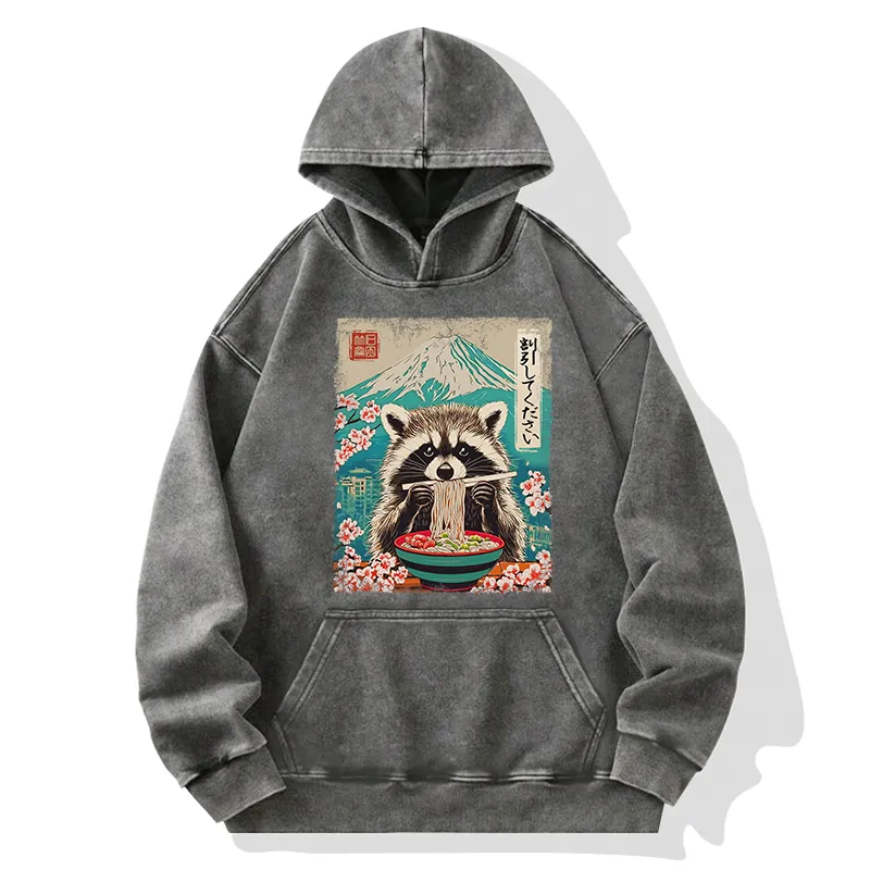 Tokyo-Tiger Please Give Raccoon A Discount Washed Hoodie Sale