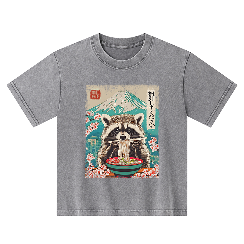 Tokyo-Tiger Please Give Raccoon A Discount Kids Washed T-Shirt