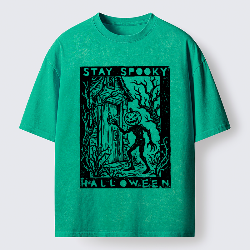 Tokyo‑Tiger Pumpkin Ghost Washed T‑Shirt