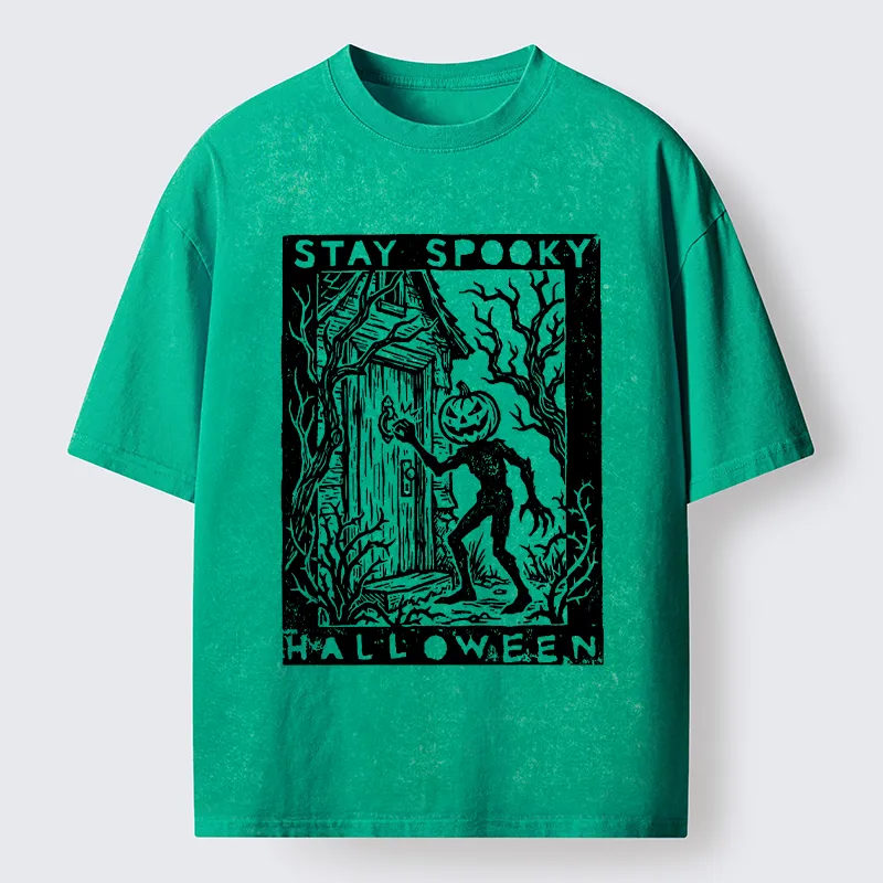 Tokyo‑Tiger Pumpkin Ghost Washed T‑Shirt