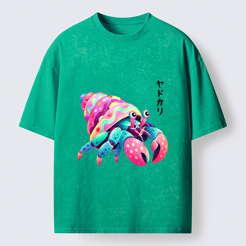 Tokyo‑Tiger Colorful Hermit Crab Washed T‑Shirt