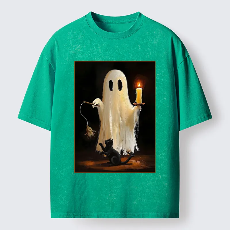 Tokyo‑Tiger Ghost Cat Halloween Art Washed T‑Shirt