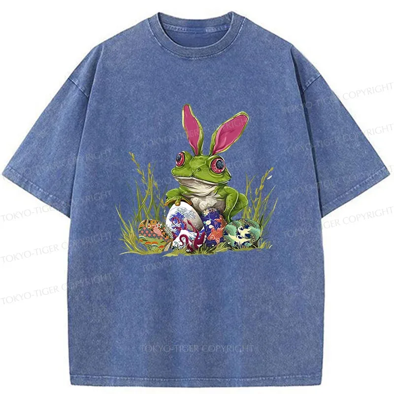 Tokyo-Tiger Easter Frog Funny Washed T-Shirt