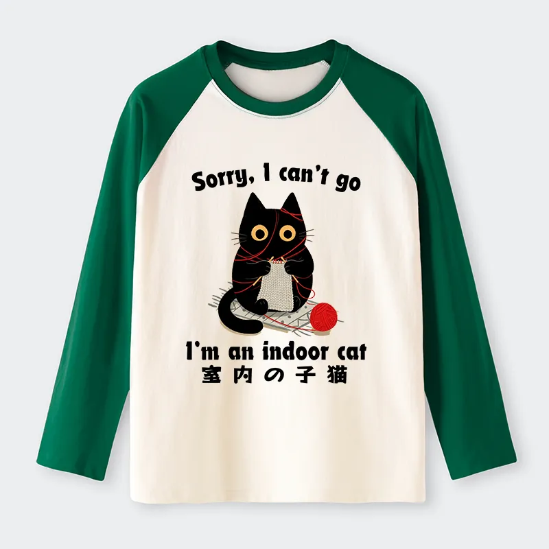 Tokyo-Tiger Indoor Cat Meme Raglan Long Sleeve T-shirt