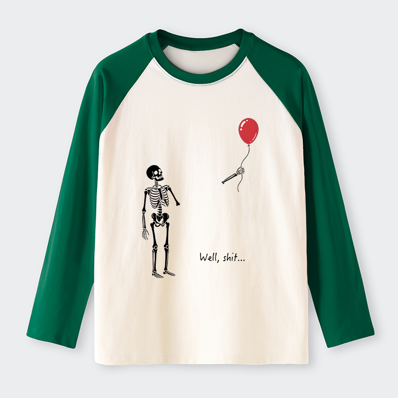Tokyo-Tiger Skeleton Balloon Meme Raglan Long Sleeve T-shirt