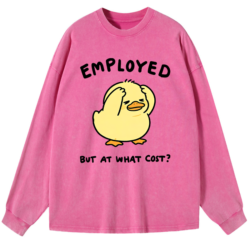 Tokyo-Tiger Funny Work Duck Washed Long Sleeve T-Shirt