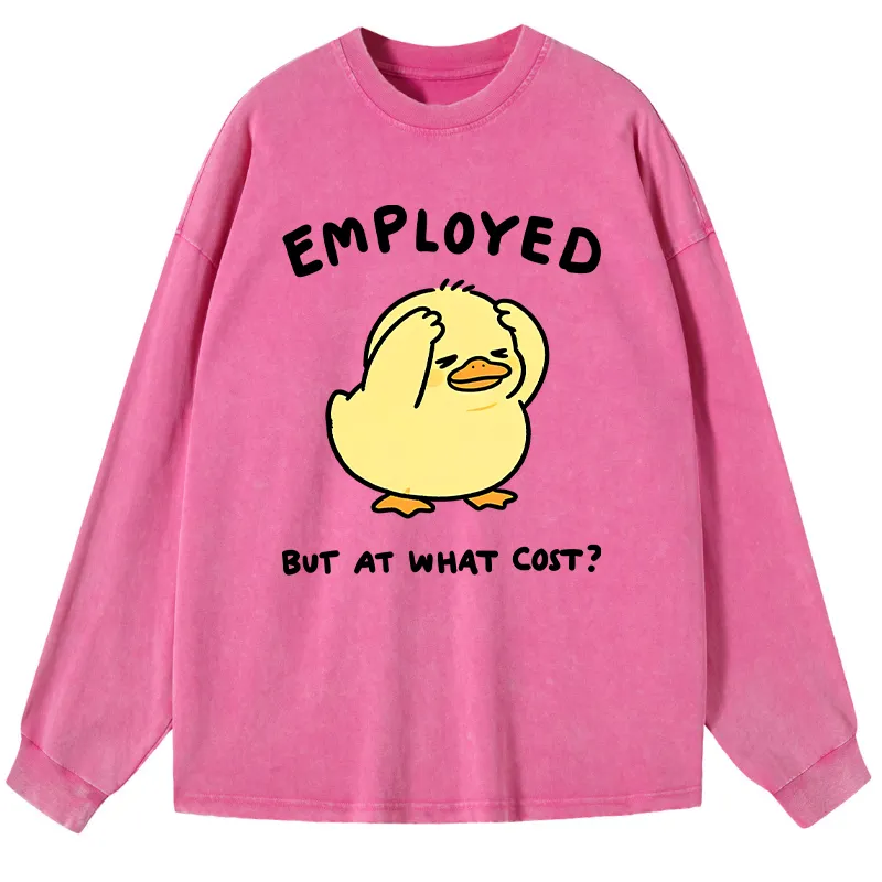 Tokyo-Tiger Funny Work Duck Washed Long Sleeve T-Shirt