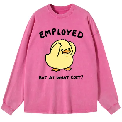 Tokyo-Tiger Funny Work Duck Washed Long Sleeve T-Shirt
