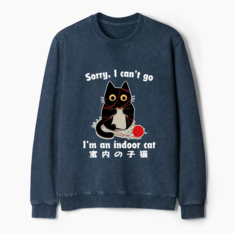 Tokyo-Tiger Indoor Cat Meme Washed Terry Sweatshirt
