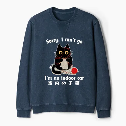 Tokyo-Tiger Indoor Cat Meme Washed Terry Sweatshirt