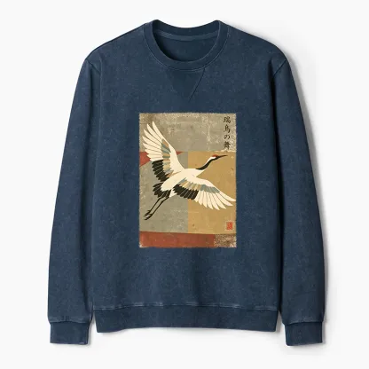 Tokyo-Tiger Crane Spirit Washed Terry Sweatshirt