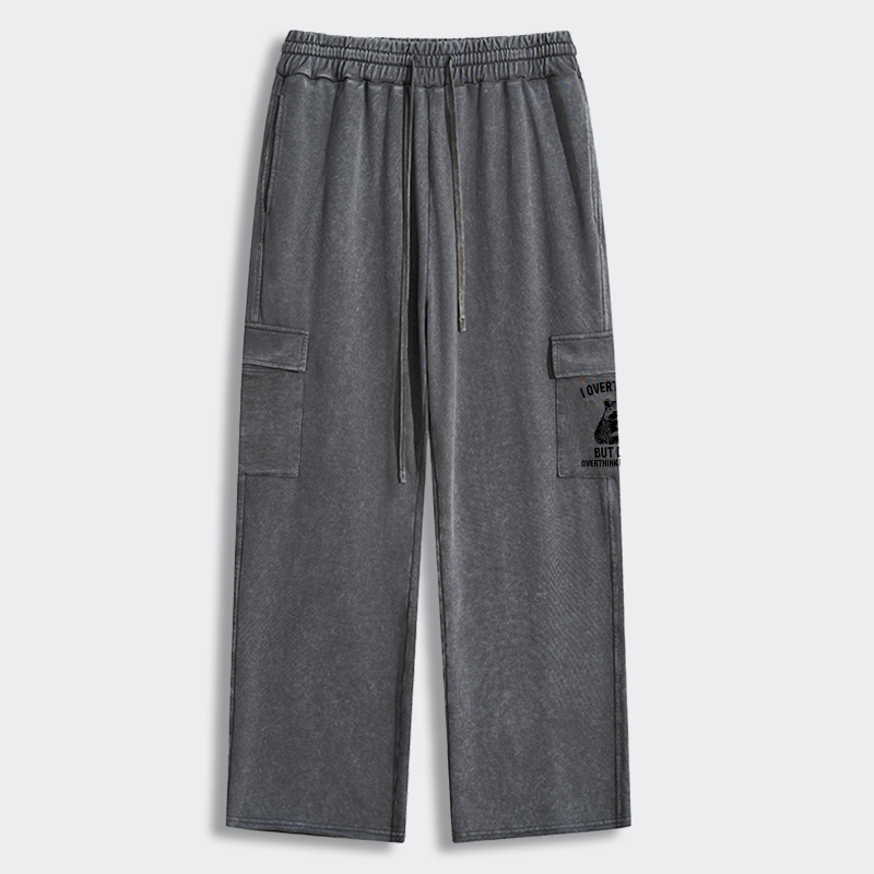 Tokyo-Tiger Constant Overthinking Washed Utility Sweatpants