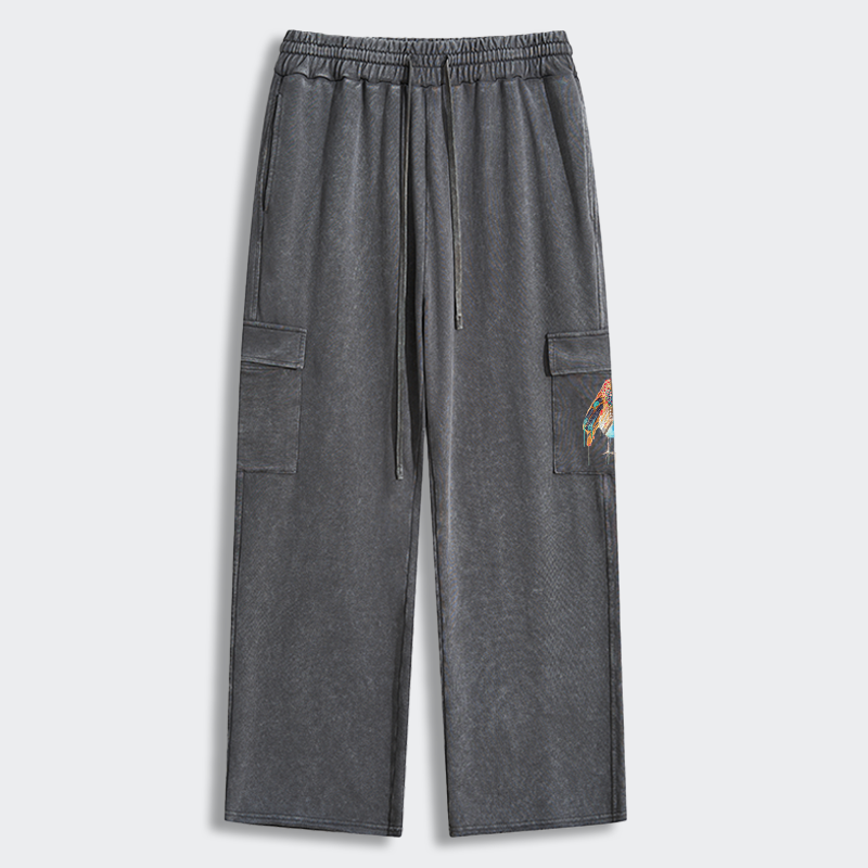Tokyo-Tiger Sparkly Wild Bird Washed Utility Sweatpants