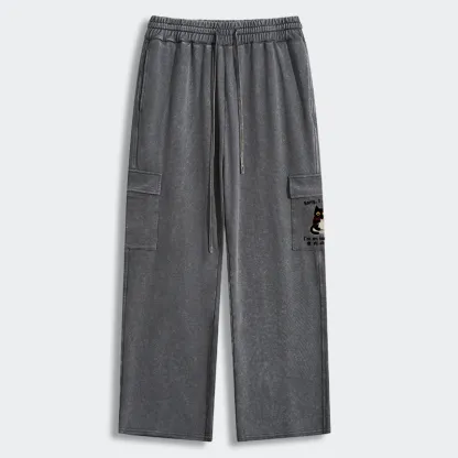 Tokyo-Tiger Indoor Cat Meme Washed Utility Sweatpants