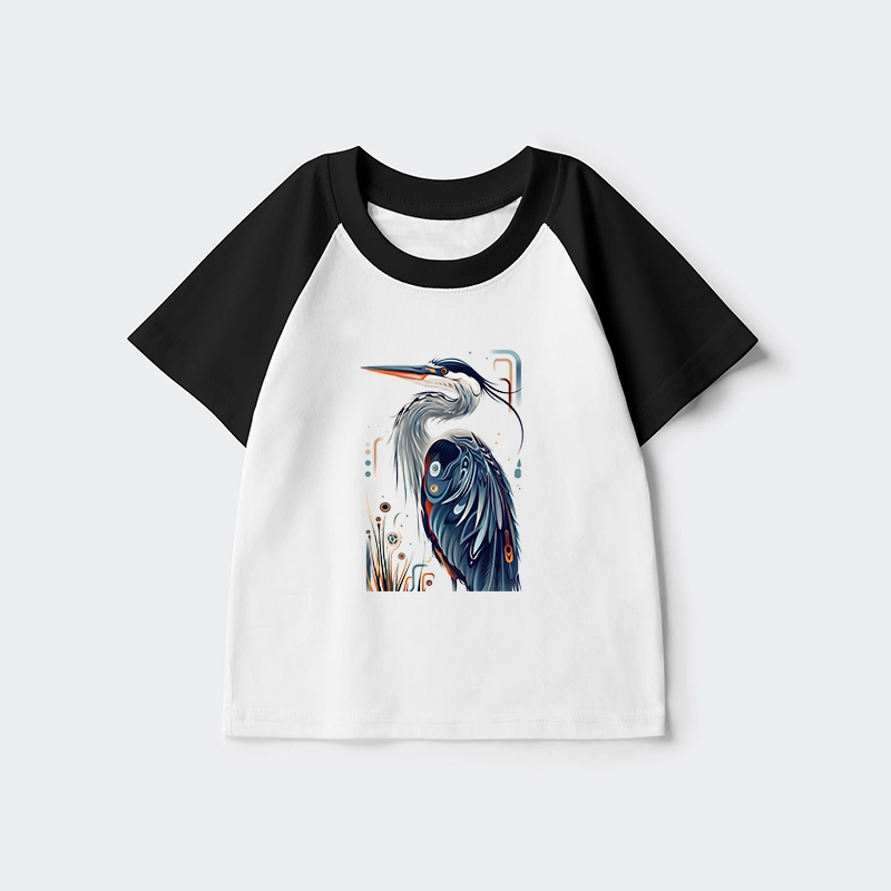 Tokyo-Tiger Stylish Blue Heron Kids Raglan T-shirt