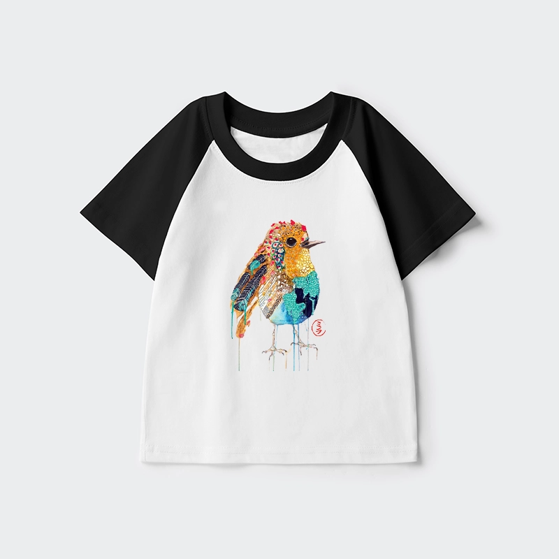 Tokyo-Tiger Sparkly Wild Bird Kids Raglan T-shirt