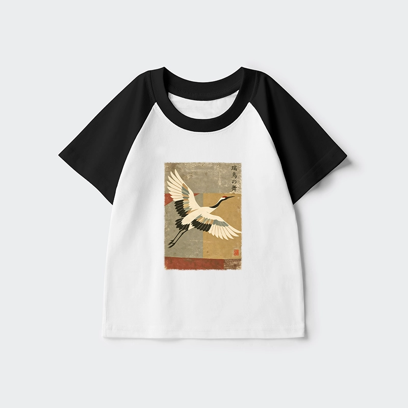 Tokyo-Tiger Crane Spirit Kids Raglan T-shirt