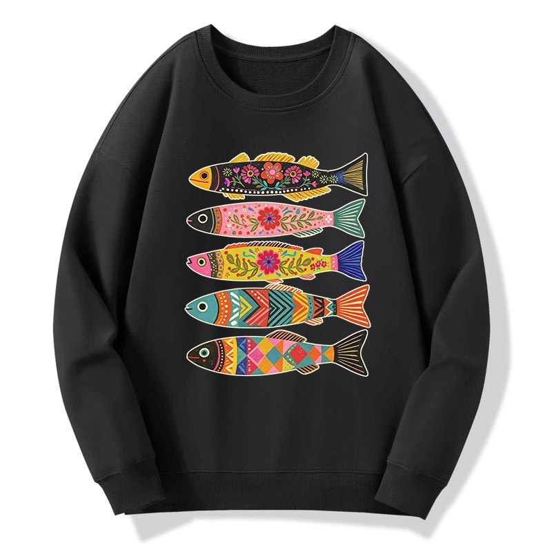 Tokyo-Tiger Colorful Patterned Fish Classic Sweatshirt