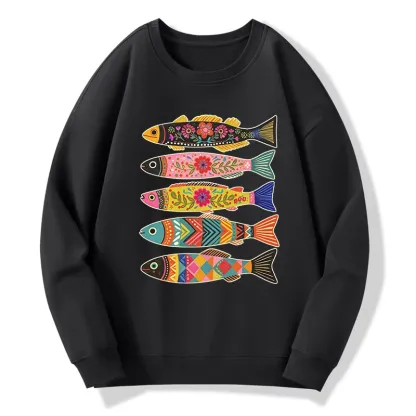 Tokyo-Tiger Colorful Patterned Fish Classic Sweatshirt